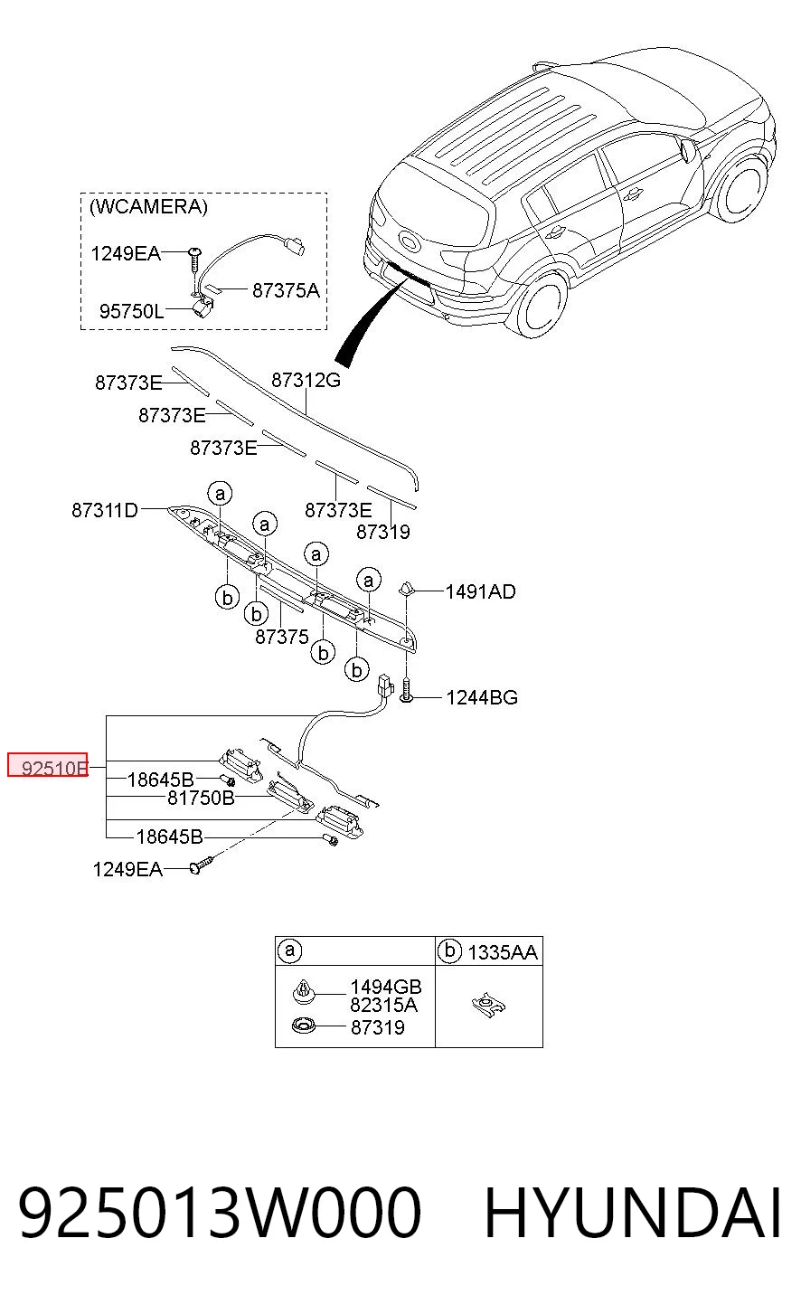 925013W000 Hyundai/Kia Lampa oświetlenia tylnej tablicy rejestracyjnej