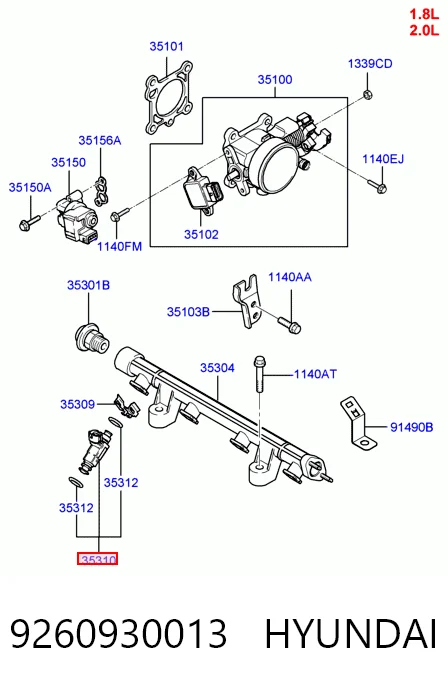 9260930013 Hyundai/Kia Wtryskiwacz paliwa
