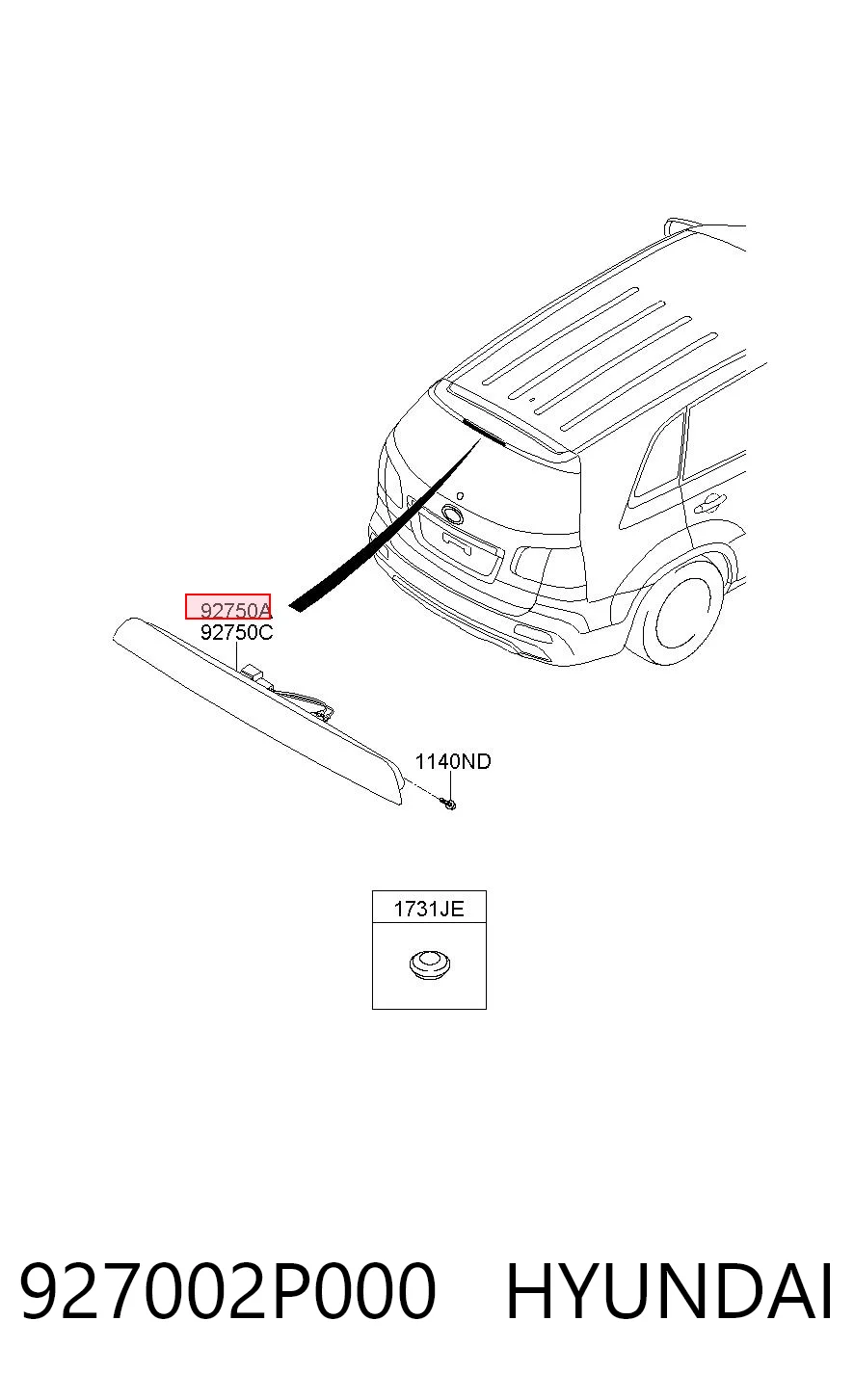 927002P000 Hyundai/Kia Lampa stop tylna dodatkowa