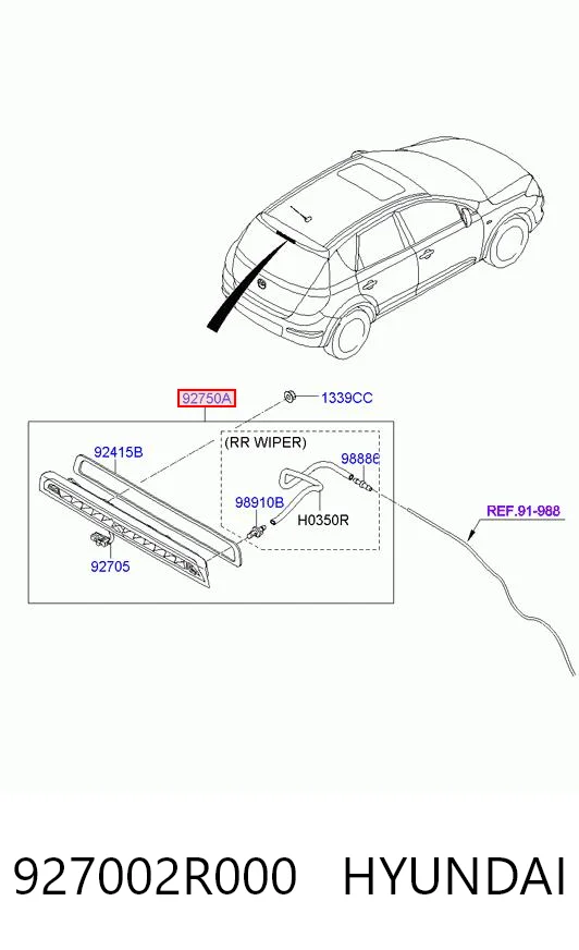 Lampa stop tylna dodatkowa do Hyundai I30  FD