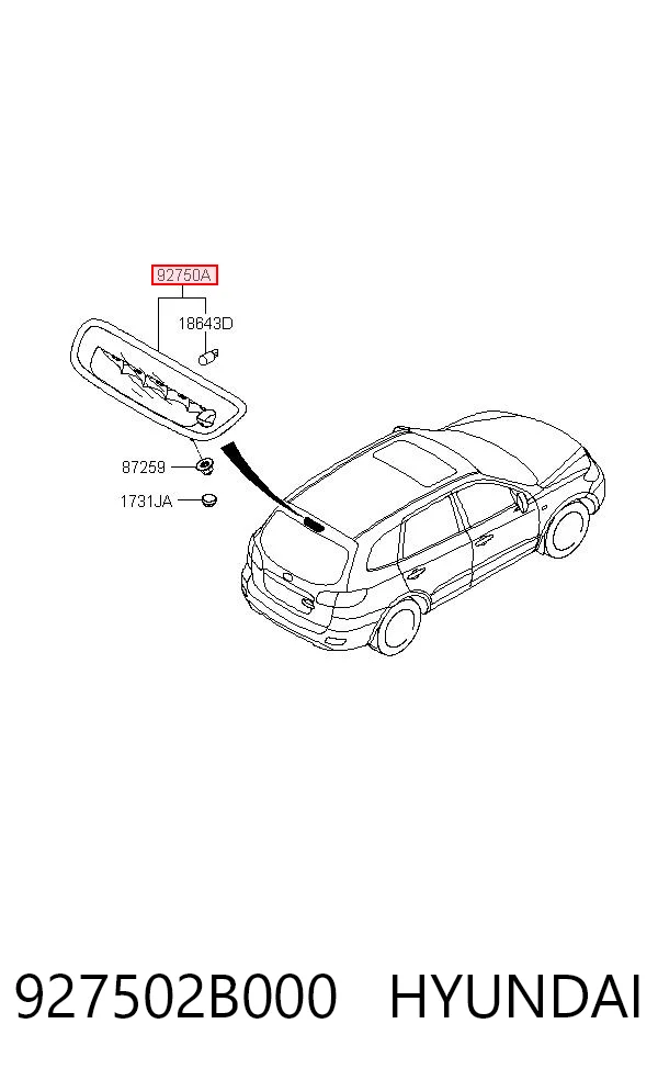 Lampa stop tylna dodatkowa do Hyundai Santa Fe II CM