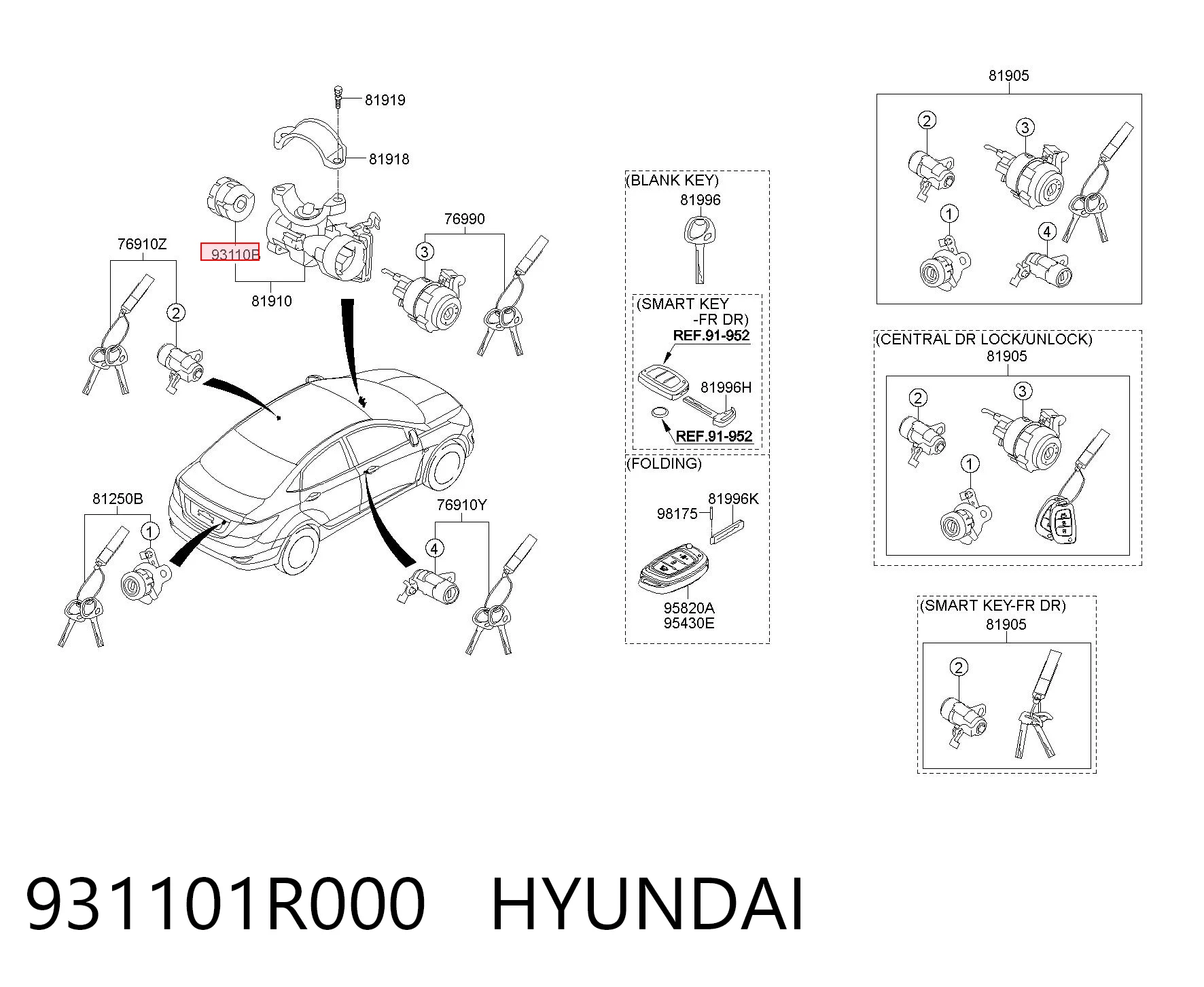 931101R000 Hyundai/Kia Kostka stacyjki zapłonowej