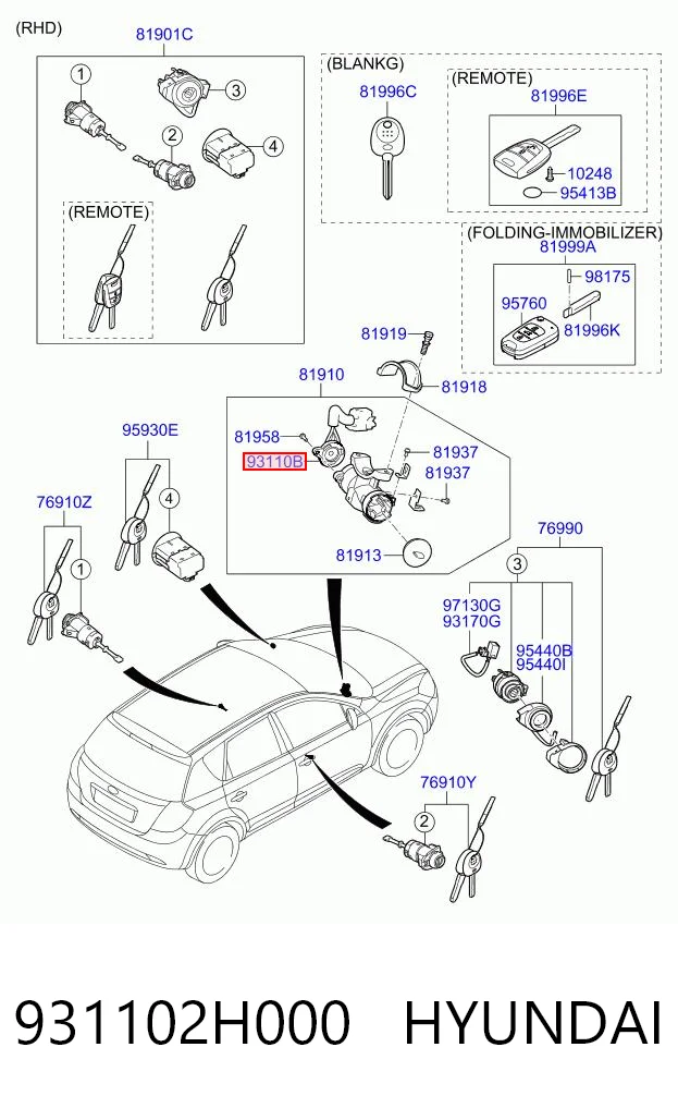 931102H000 Hyundai/Kia Kostka stacyjki zapłonowej