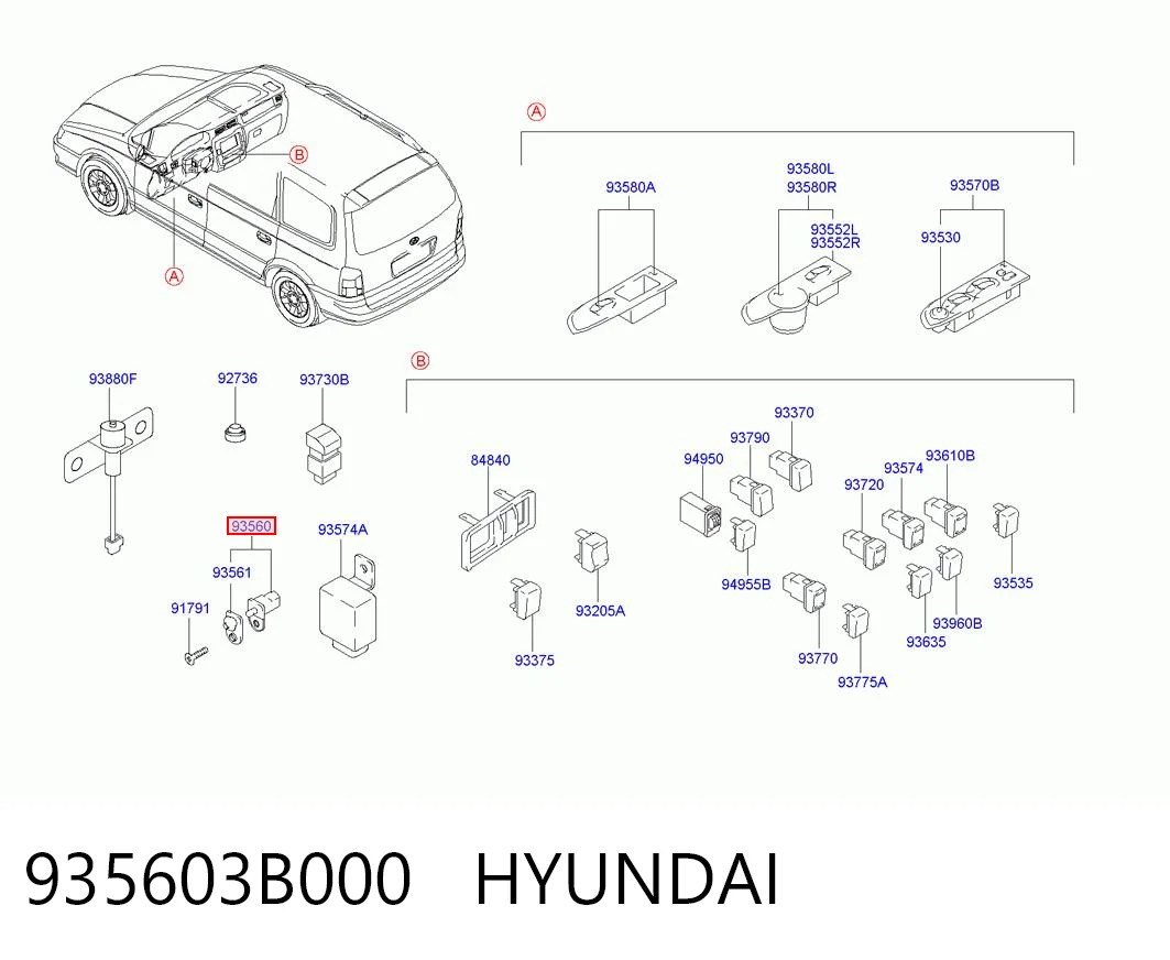 935603B000 Hyundai/Kia Czujnik zamykania drzwi (wyłącznik krańcowy)