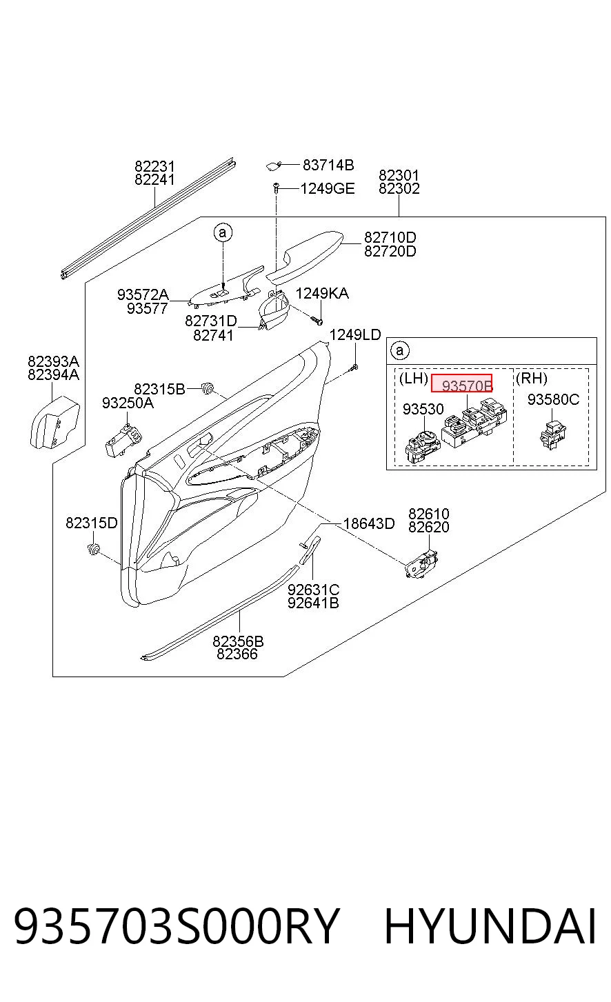 935703S000RY Hyundai/Kia Panel przyciskowy sterowania podnośnikiem szyby przedni lewy
