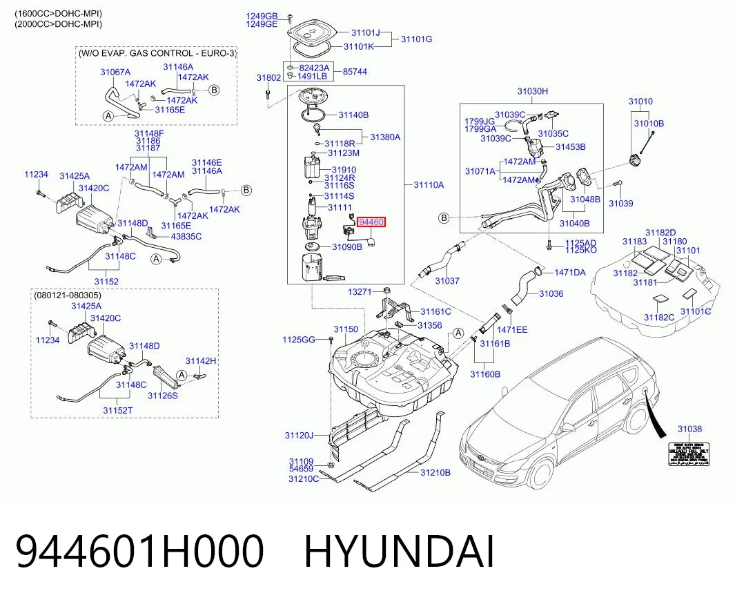 Czujnik poziomu paliwa w zbiorniku do Hyundai Elantra IV HD