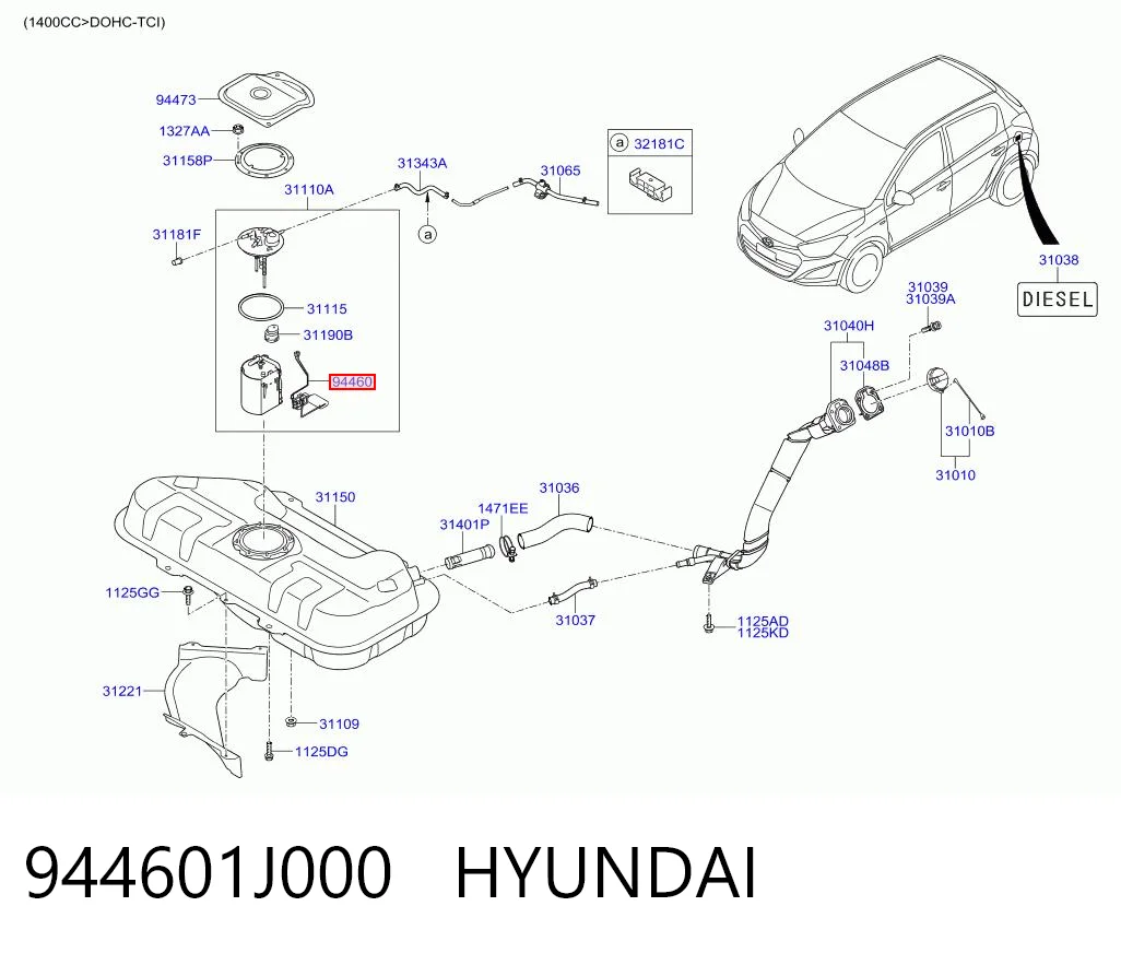 Czujnik poziomu paliwa w zbiorniku do Hyundai I20 I PB