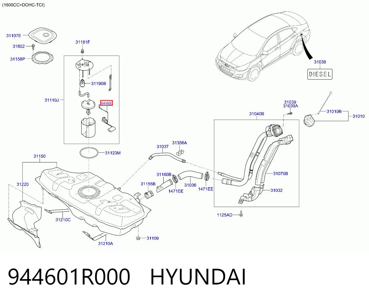 944601R000 Hyundai/Kia Czujnik poziomu paliwa w zbiorniku