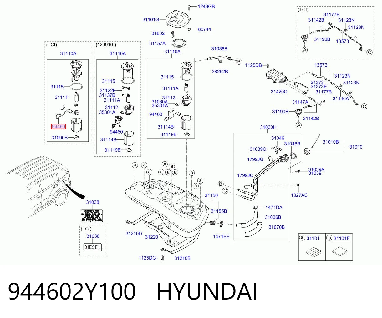 Czujnik poziomu paliwa w zbiorniku do Hyundai Tucson II TM