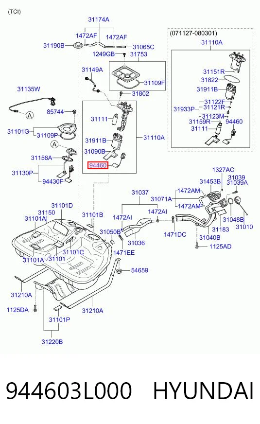 Czujnik poziomu paliwa w zbiorniku do Hyundai Grandeur  TG
