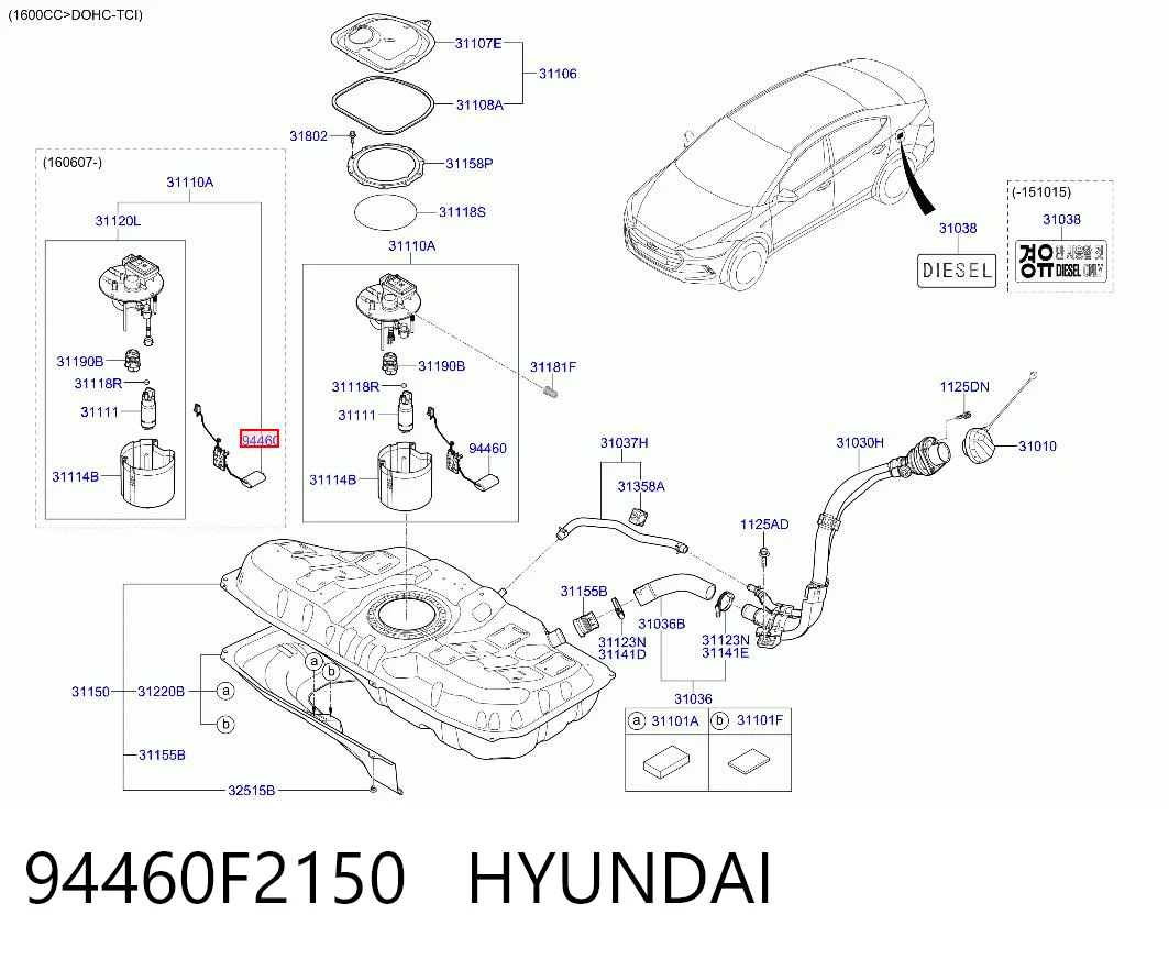 Kupić Czujnik poziomu paliwa w zbiorniku Hyundai Elantra VI AD w dobrej cenie