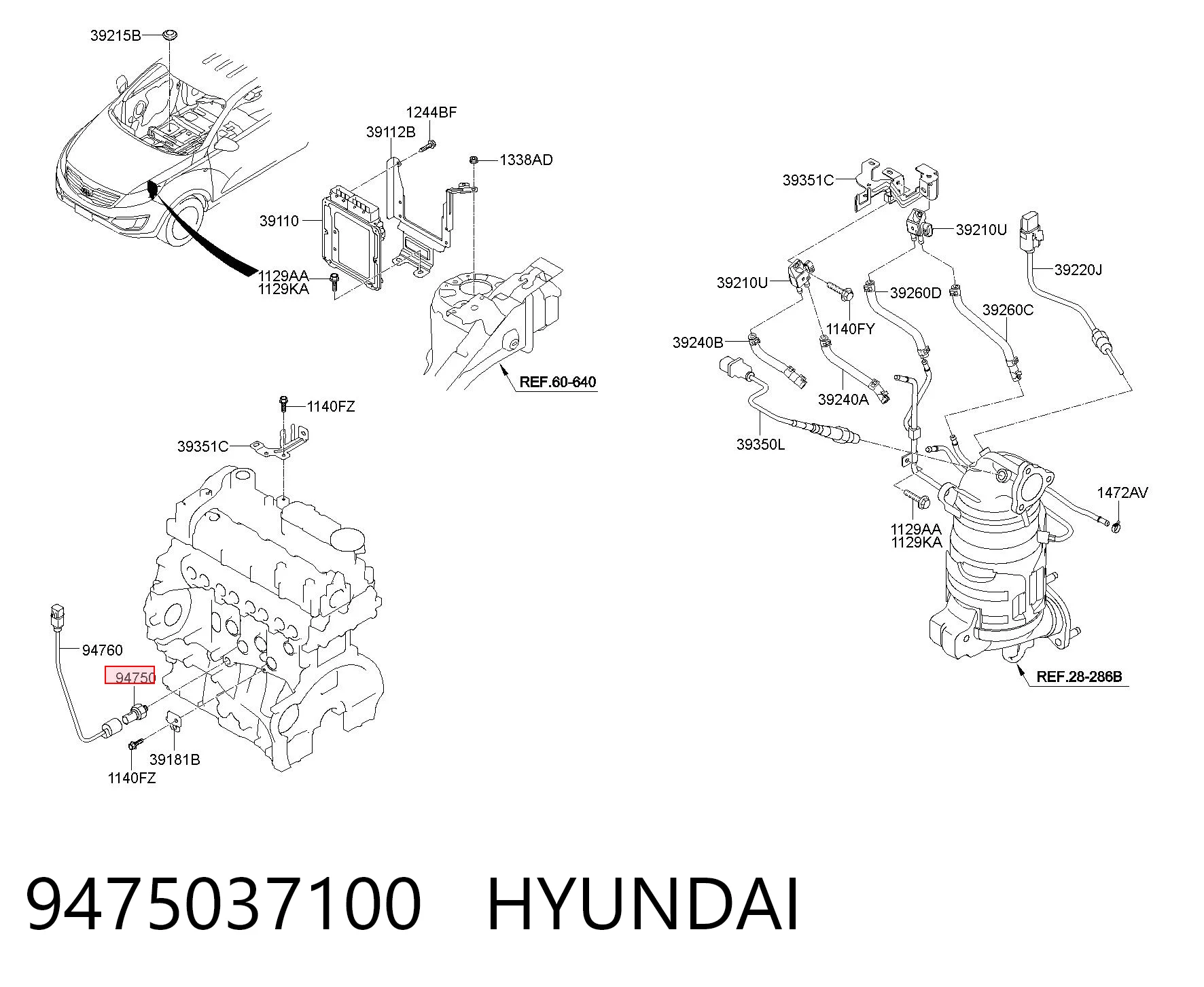 9475037100 Hyundai/Kia Czujnik ciśnienia oleju