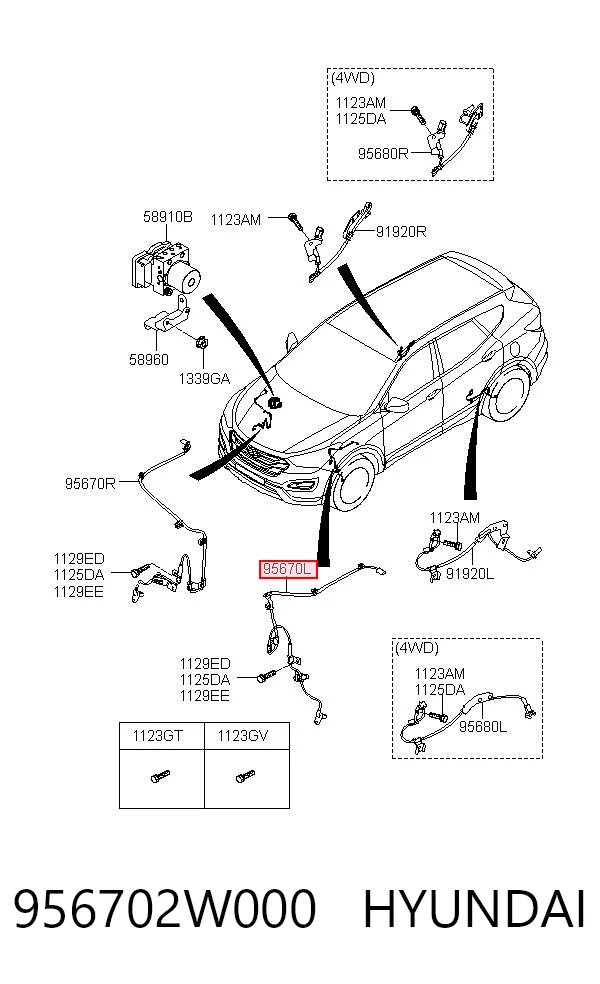 956702W000 Hyundai/Kia Czujnik ABS przedni lewy