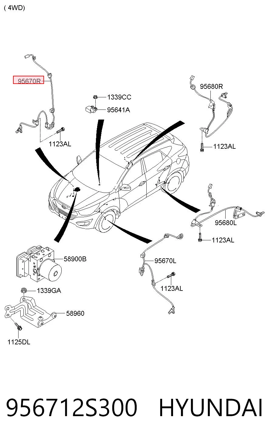 956712S300 Hyundai/Kia Czujnik ABS przedni prawy