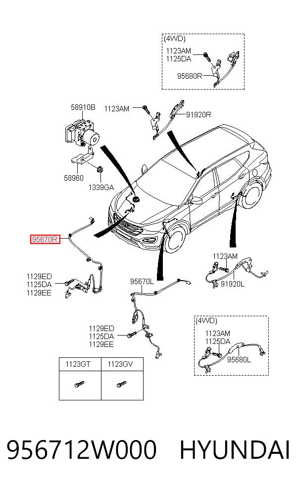 956712W000 Hyundai/Kia Czujnik ABS przedni prawy