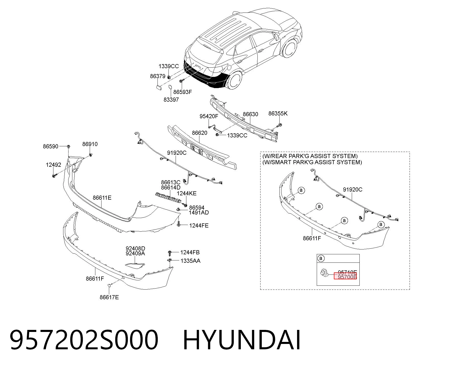 957202S000 Hyundai/Kia Czujnik parkowania tylny
