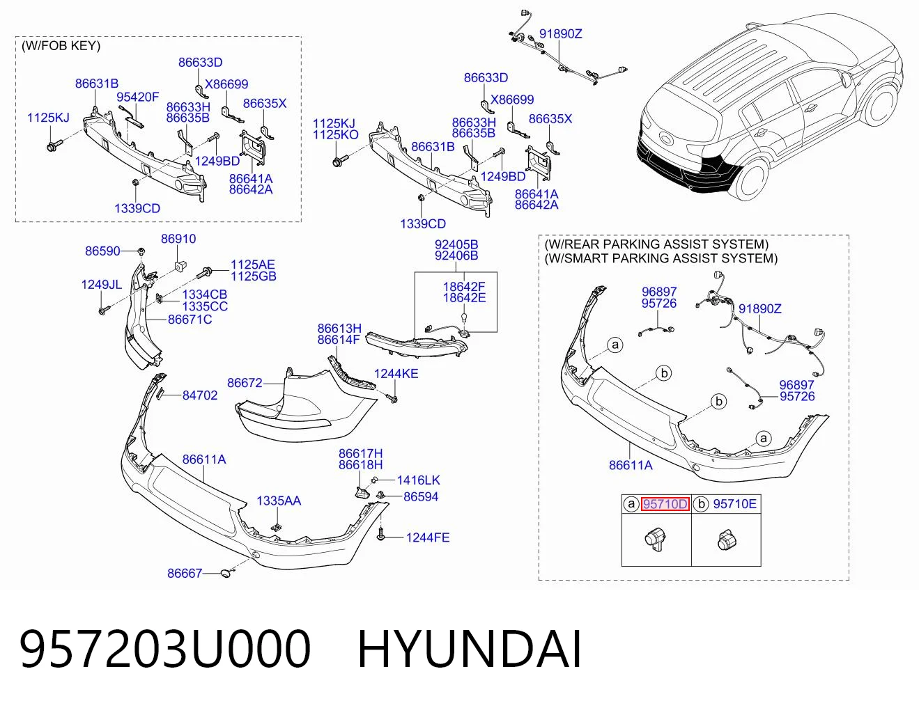 957203U000 Hyundai/Kia Czujnik parkowania tylny boczny