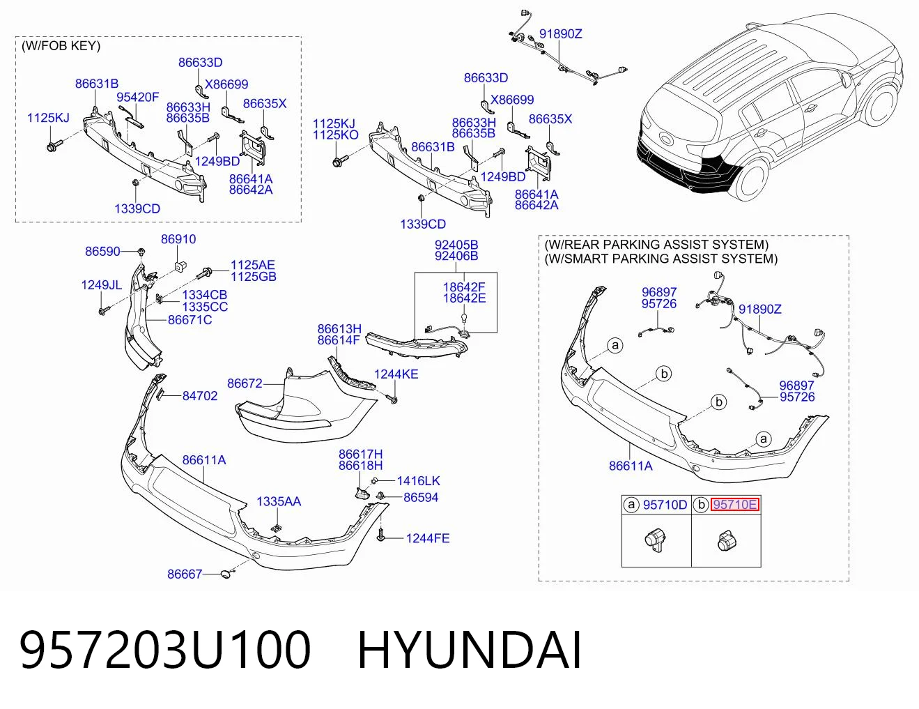 957203U100 Hyundai/Kia Czujnik parkowania tylny