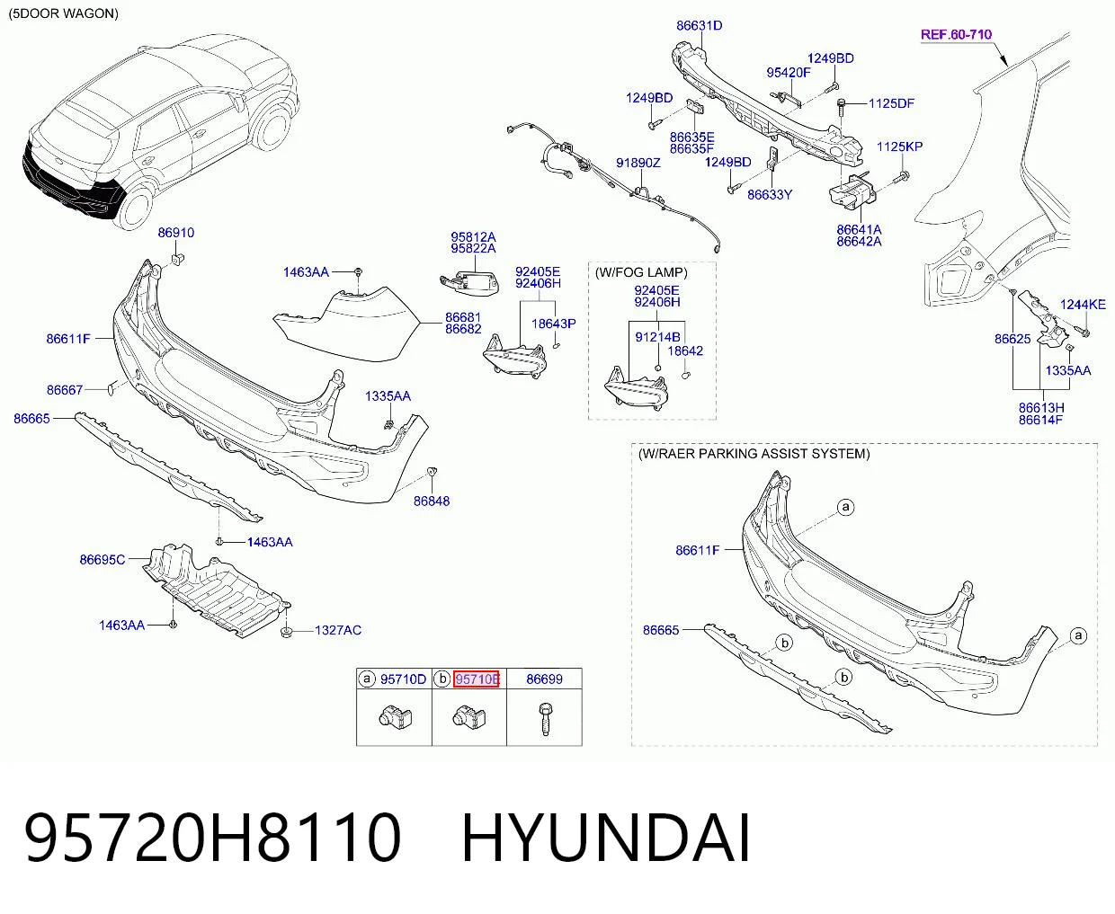 95720H8110 Hyundai/Kia Czujnik parkowania tylny boczny