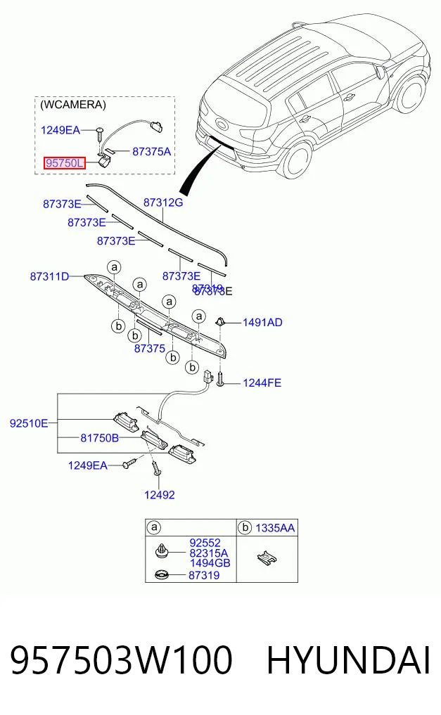 957503W100 Hyundai/Kia Kamera systemu zapewnienia widoczności