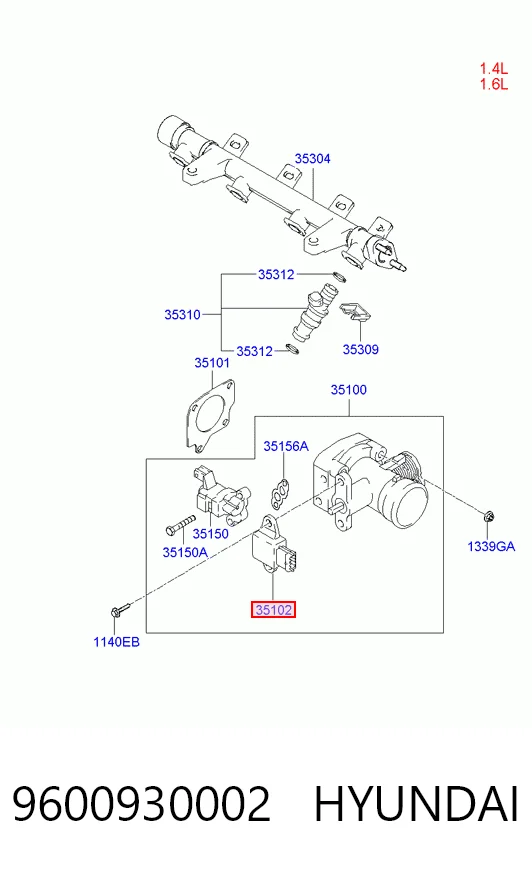 9600930002 Hyundai/Kia Czujnik położenia przepustnicy (potencjometr)