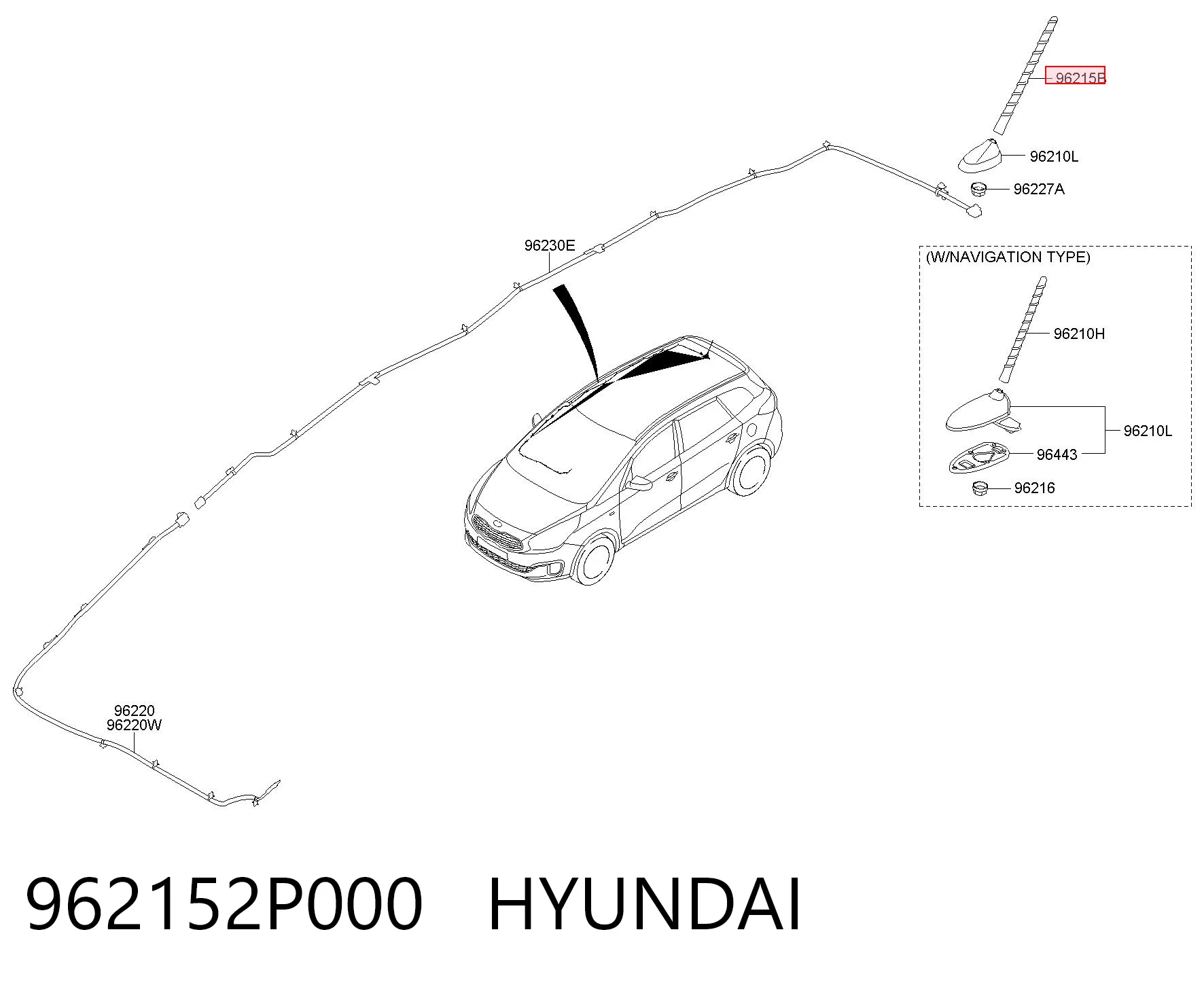 962152P000 Hyundai/Kia Pręt anteny