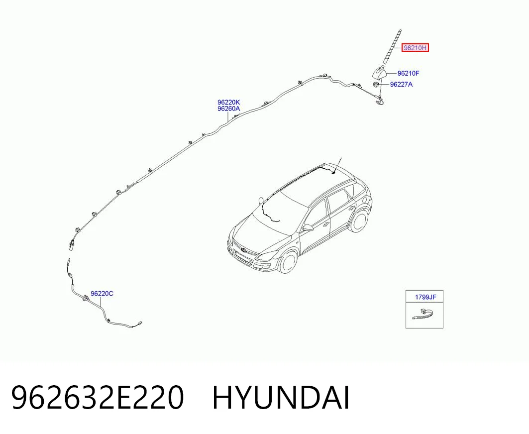 962632E220 Hyundai/Kia Pręt anteny