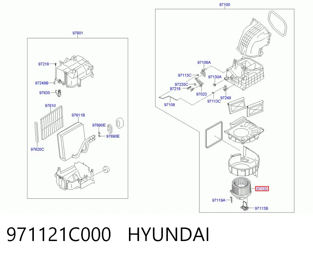 971121C000 Hyundai/Kia Silniczek wentylatora nagrzewnicy (ogrzewacza wnętrza)
