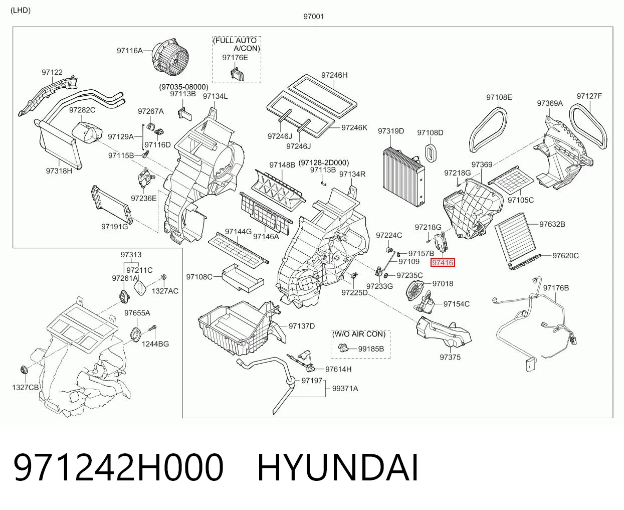 971242H000 Hyundai/Kia Silniczek klapy nagrzewnicy