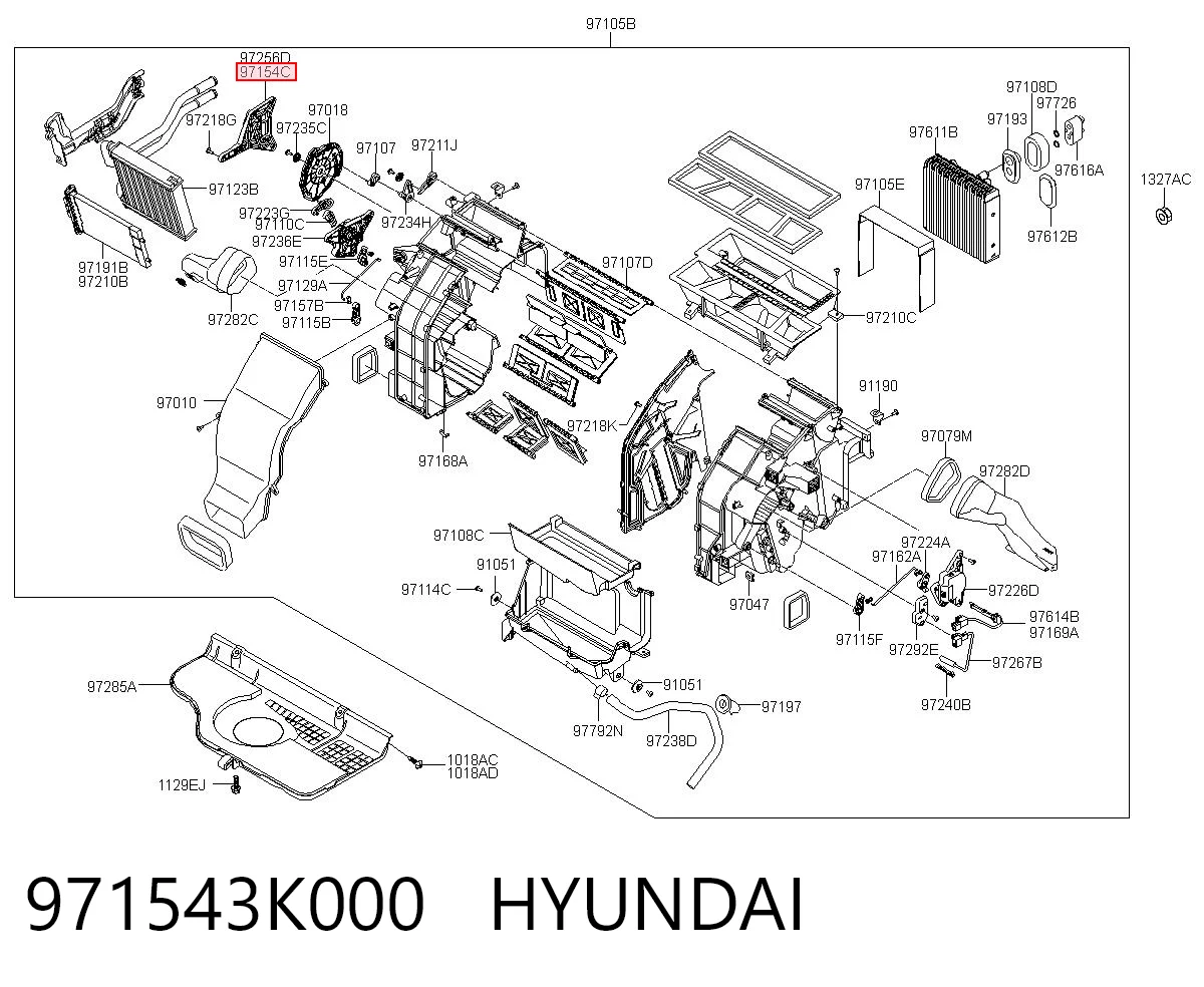 971543K000 Hyundai/Kia Silniczek klapy nagrzewnicy