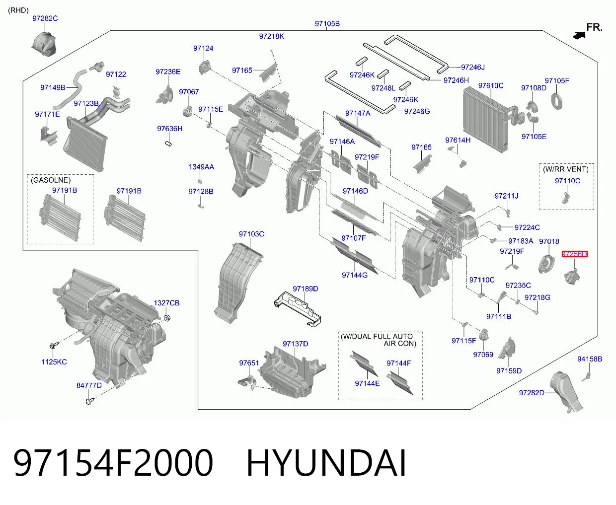 97154F2000 Hyundai/Kia Silniczek klapy nagrzewnicy