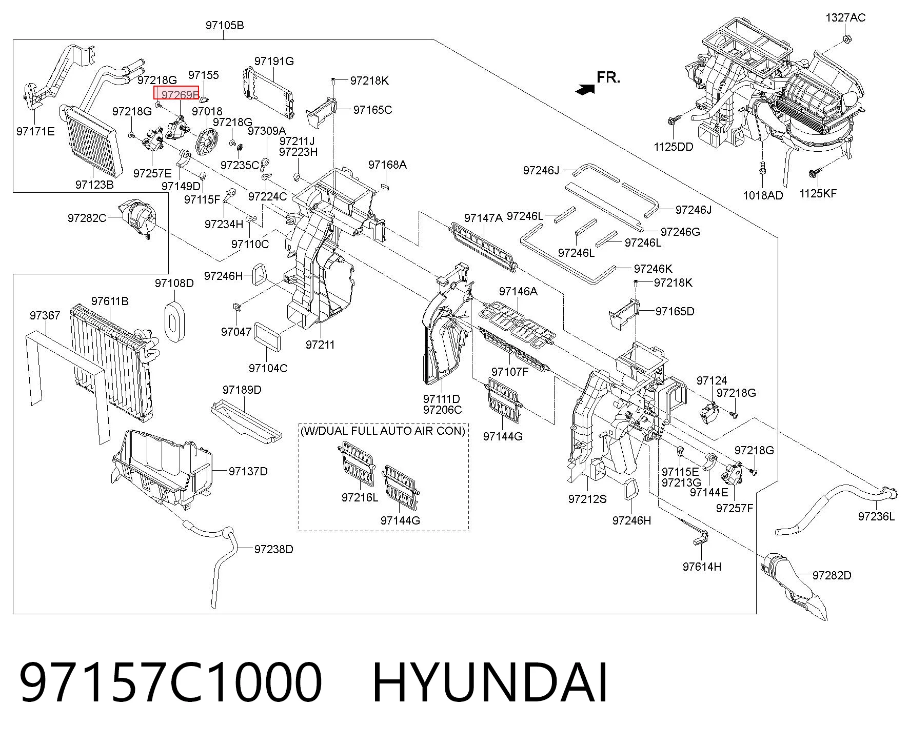 97157C1000 Hyundai/Kia Silniczek klapy nagrzewnicy