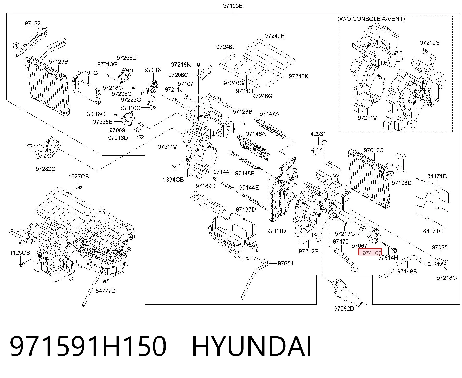 971591H150 Hyundai/Kia Silniczek klapy nagrzewnicy