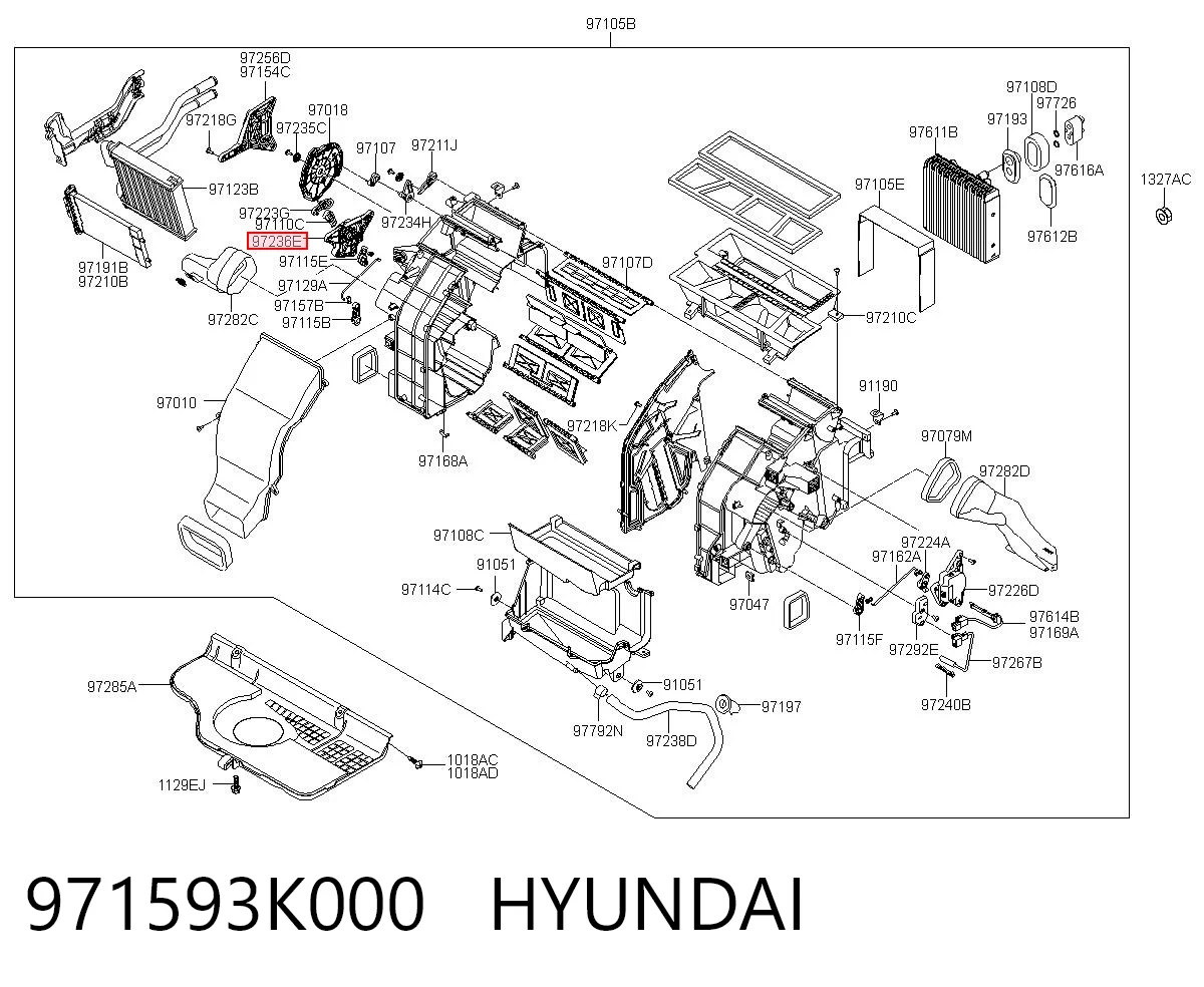 971593K000 Hyundai/Kia Silniczek klapy nagrzewnicy