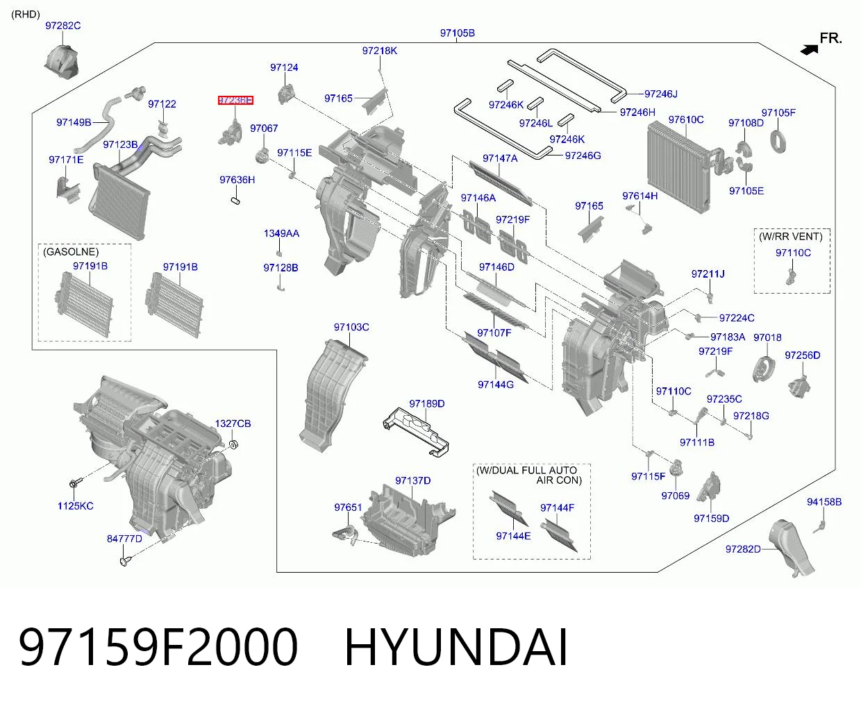 97159F2000 Hyundai/Kia Silniczek klapy nagrzewnicy