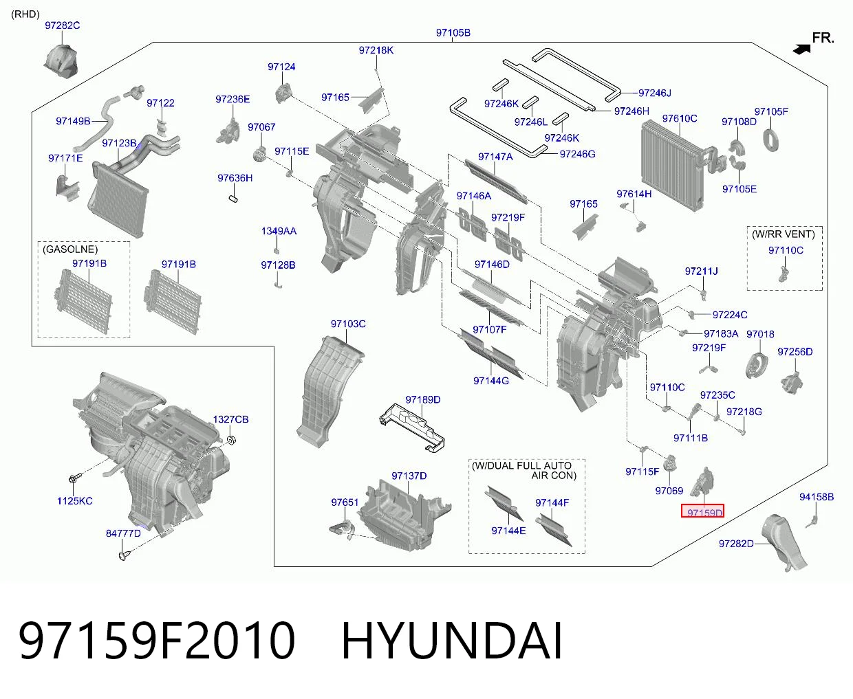 97159F2010 Hyundai/Kia Silniczek klapy nagrzewnicy