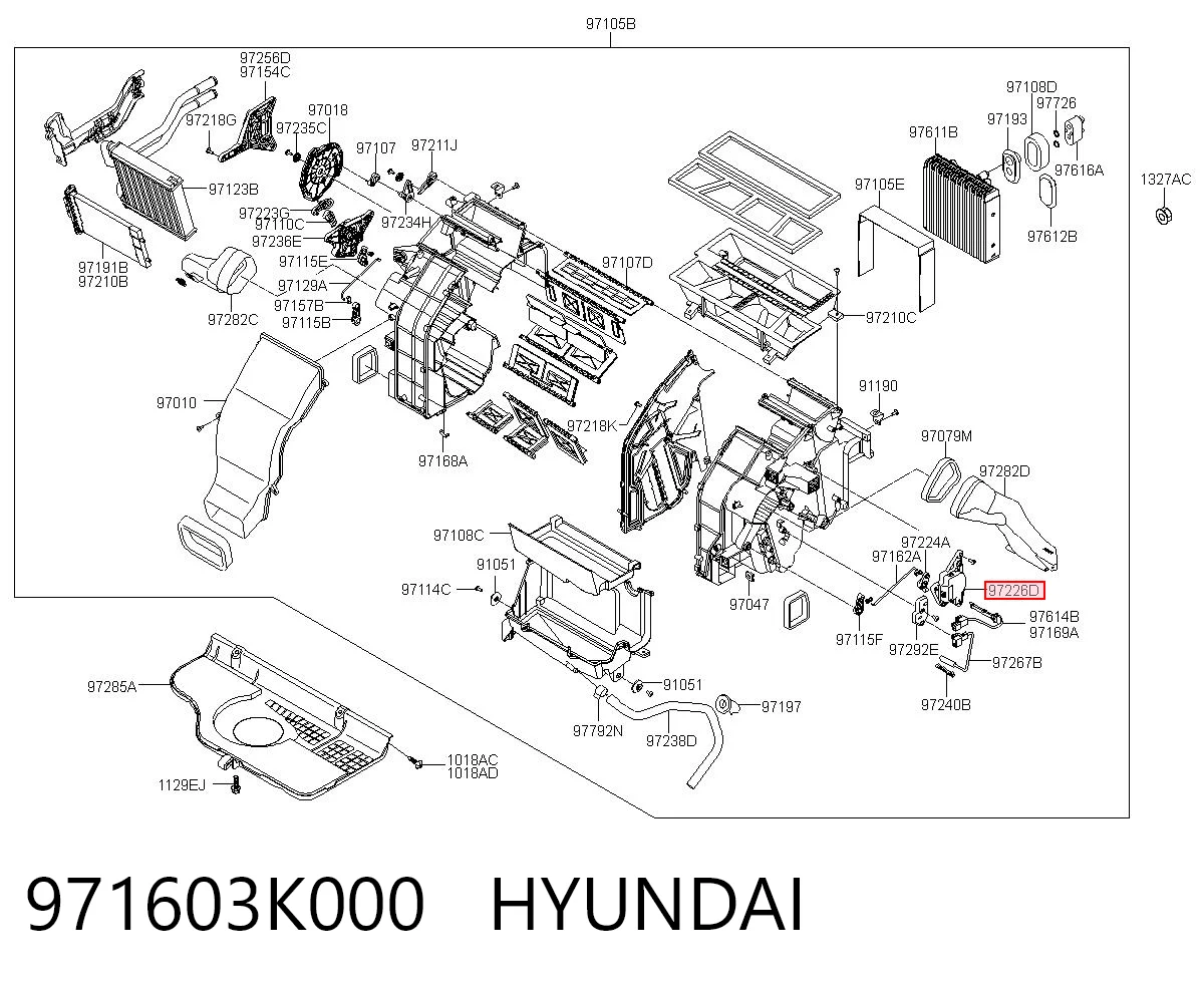 971603K000 Hyundai/Kia Silniczek klapy nagrzewnicy