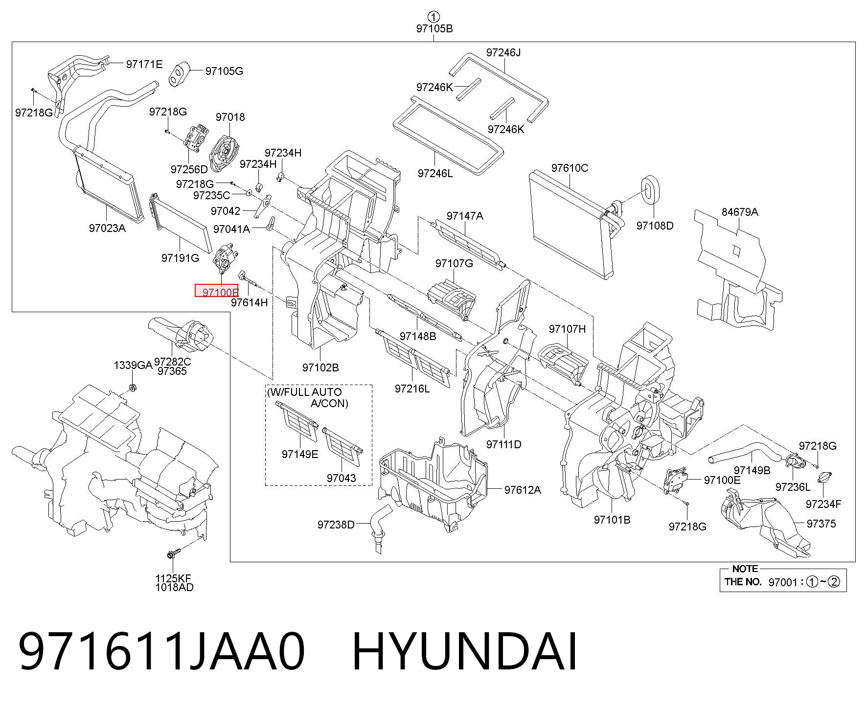 971611JAA0 Hyundai/Kia Silniczek klapy nagrzewnicy