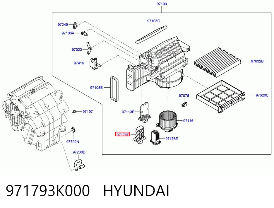 Do koszyka Rezystor wentylatora nagrzewnicy (ogrzewacza kabiny) Hyundai Accent III MC