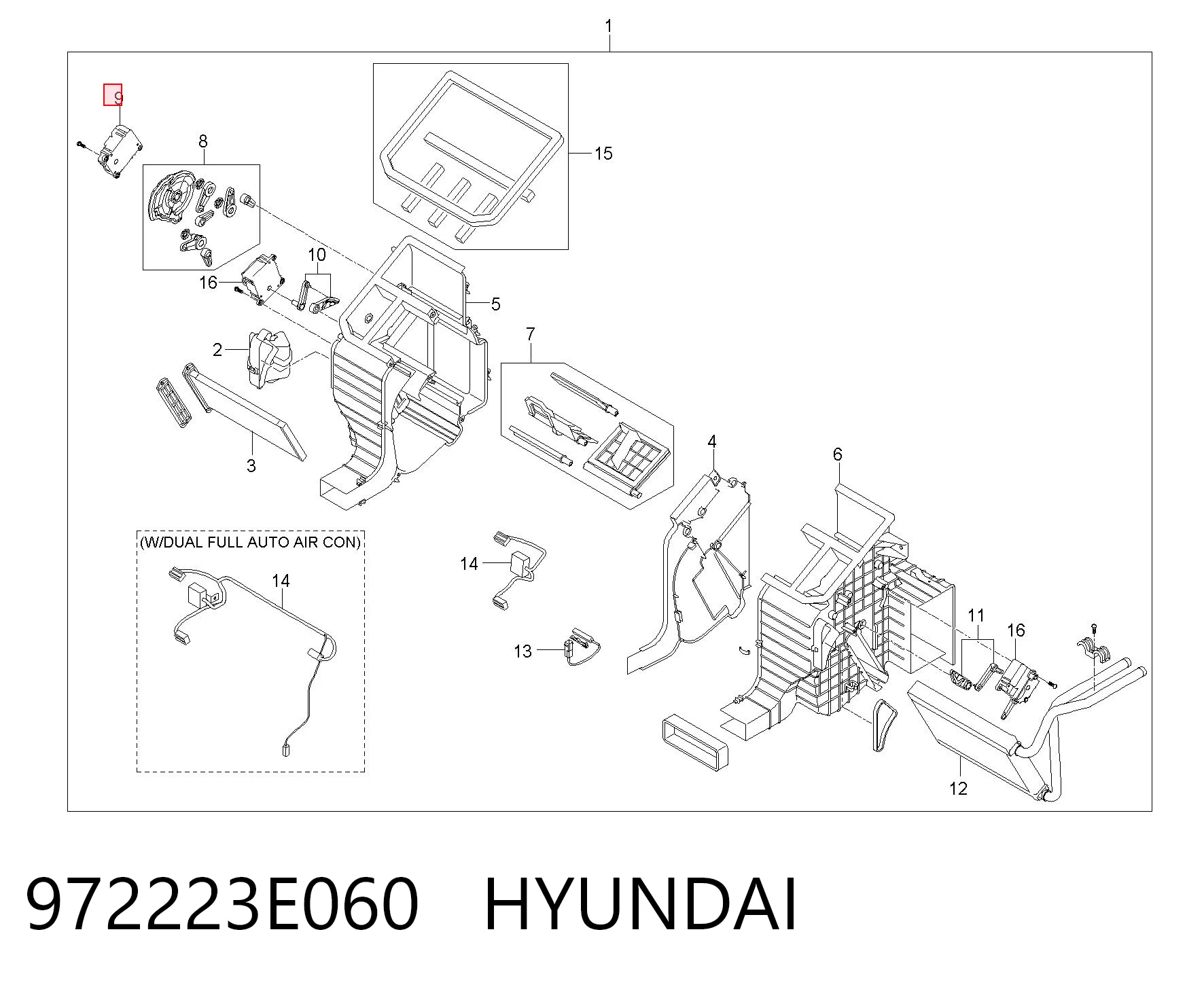 972223E060 Hyundai/Kia Silniczek klapy nagrzewnicy
