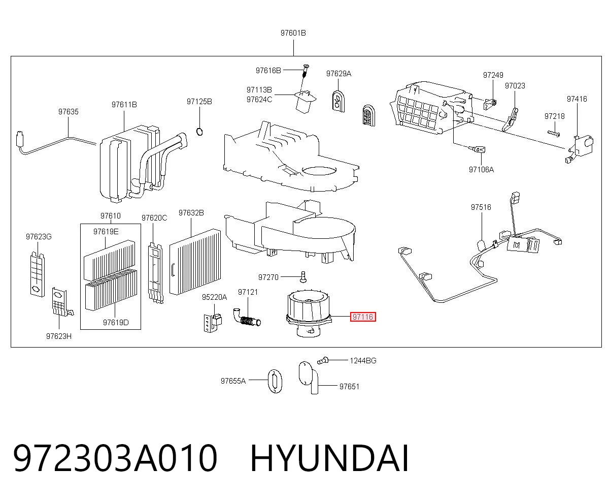 972303A010 Hyundai/Kia Silniczek wentylatora nagrzewnicy (ogrzewacza wnętrza)