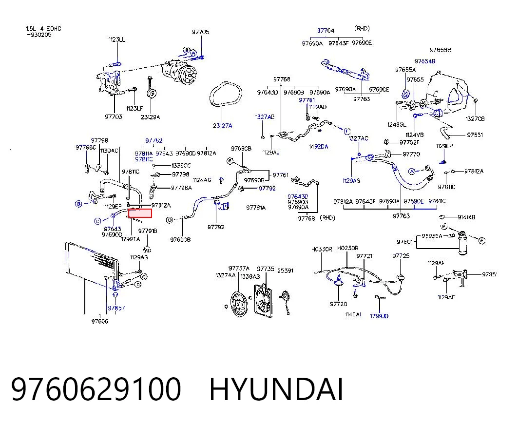 Chłodnica klimatyzacji Hyundai Lantra II sedana (1995 - 2000) cena, od 80,40 USD
