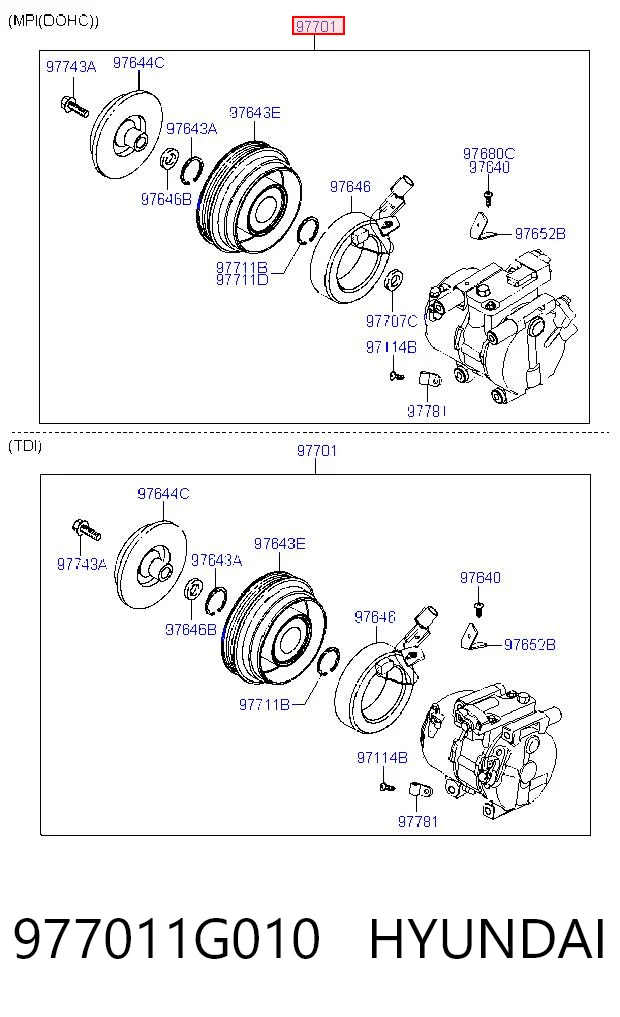 977011G010 Hyundai/Kia Sprężarka klimatyzacji
