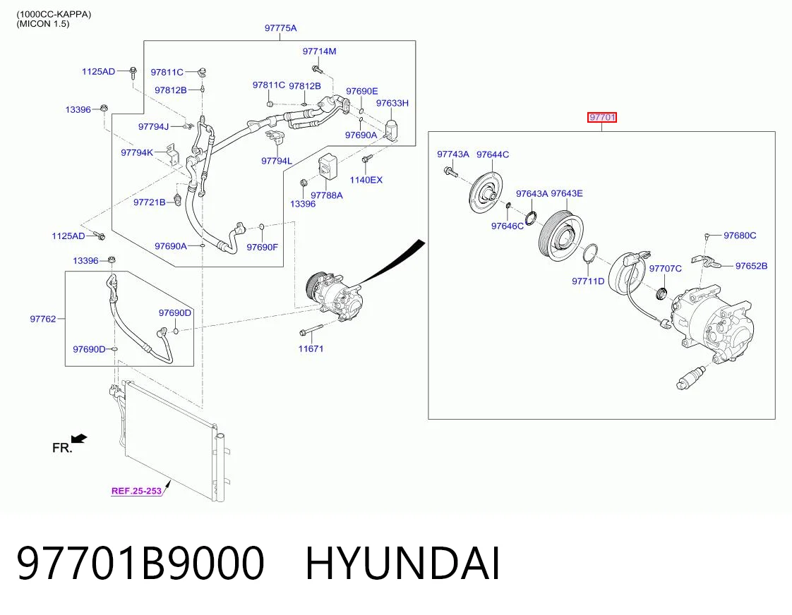97701B9000 Hyundai/Kia Sprężarka klimatyzacji