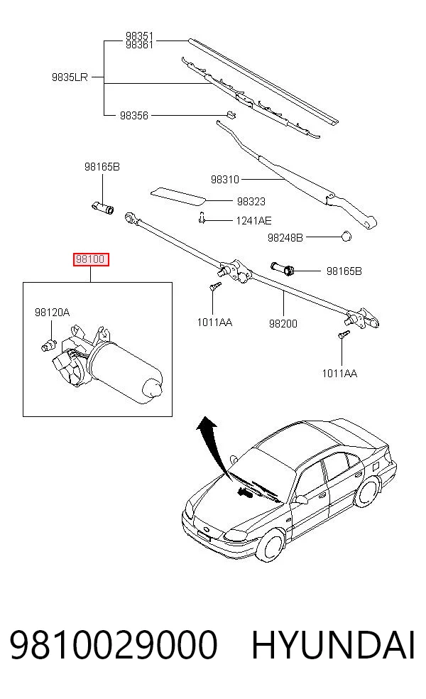 Silniczek wycieraczki szyby przedniej Hyundai Accent I sedana (1994 - 2001) cena, od 47,67 USD