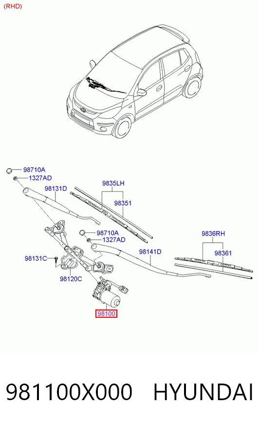 981100X000 Hyundai/Kia Silniczek wycieraczki szyby przedniej