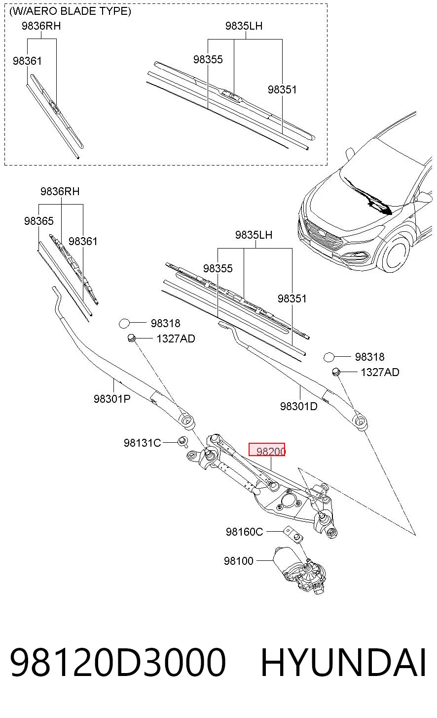 Mechanizm wycieraczek do Hyundai Tucson III TL