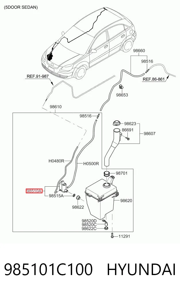 985101C100 Hyundai/Kia Pompka spryskiwacza szyby tylnej