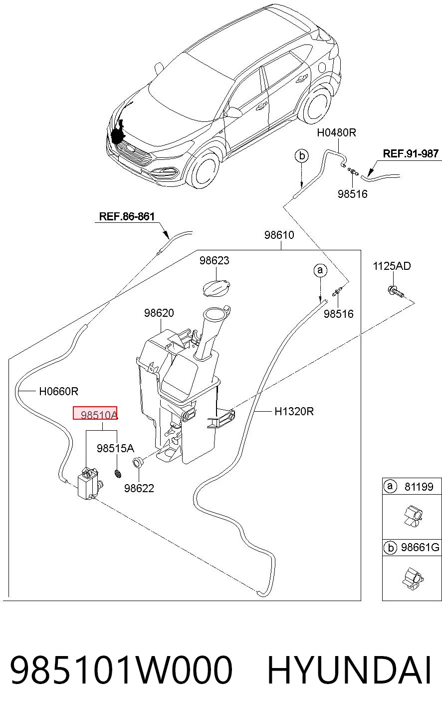 985101W000 Hyundai/Kia Pompka spryskiwacza szyby tylnej