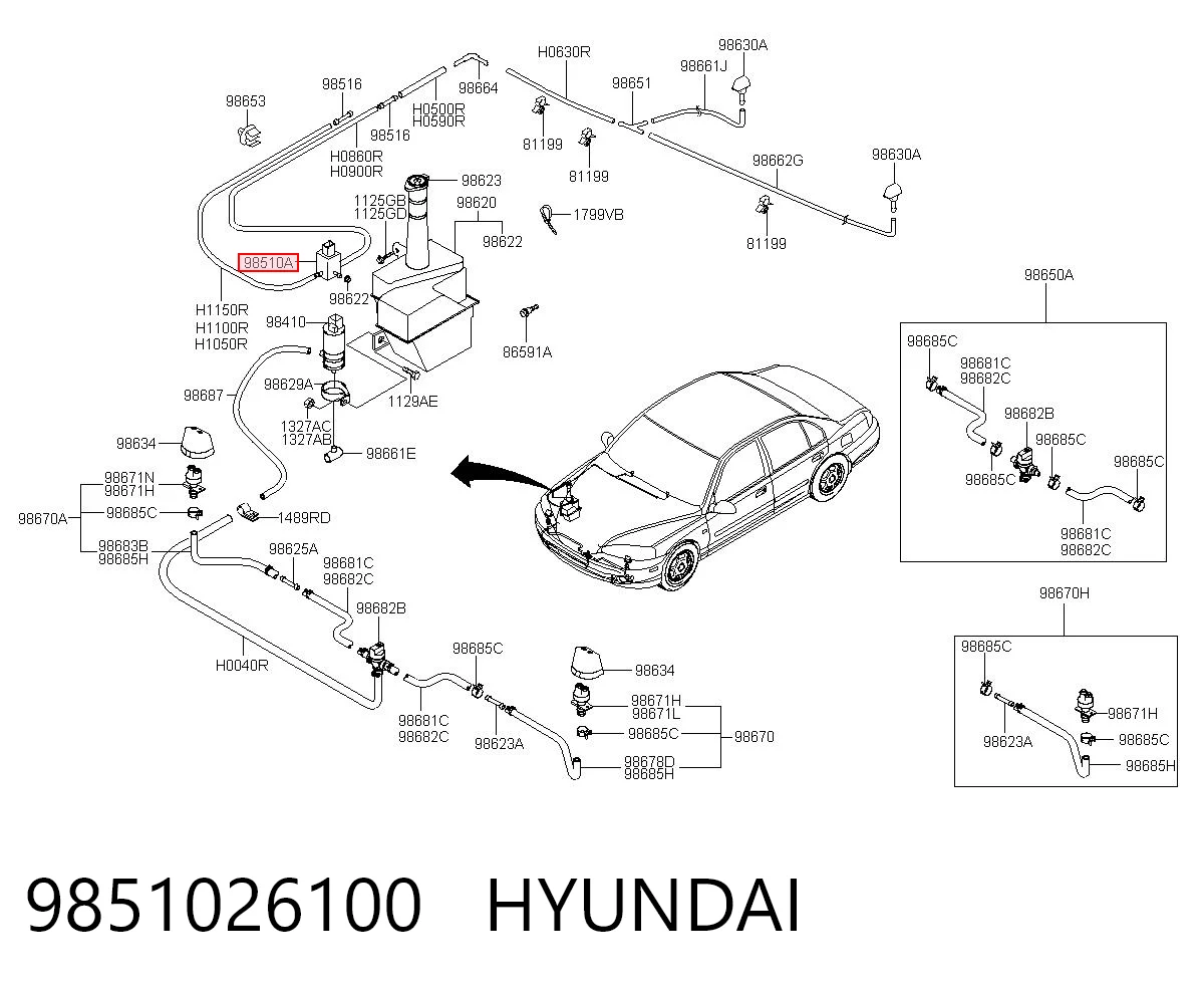 9851026100 Hyundai/Kia Pompka spryskiwacza szyby przedniej